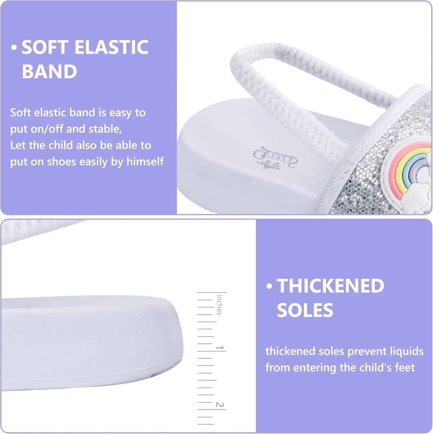 Kids Flip Flops Sandals Toddler Boys Girls Sequin Slides Shower Beach Pool Shoes Slip on Summer Slippers with Back Strap
