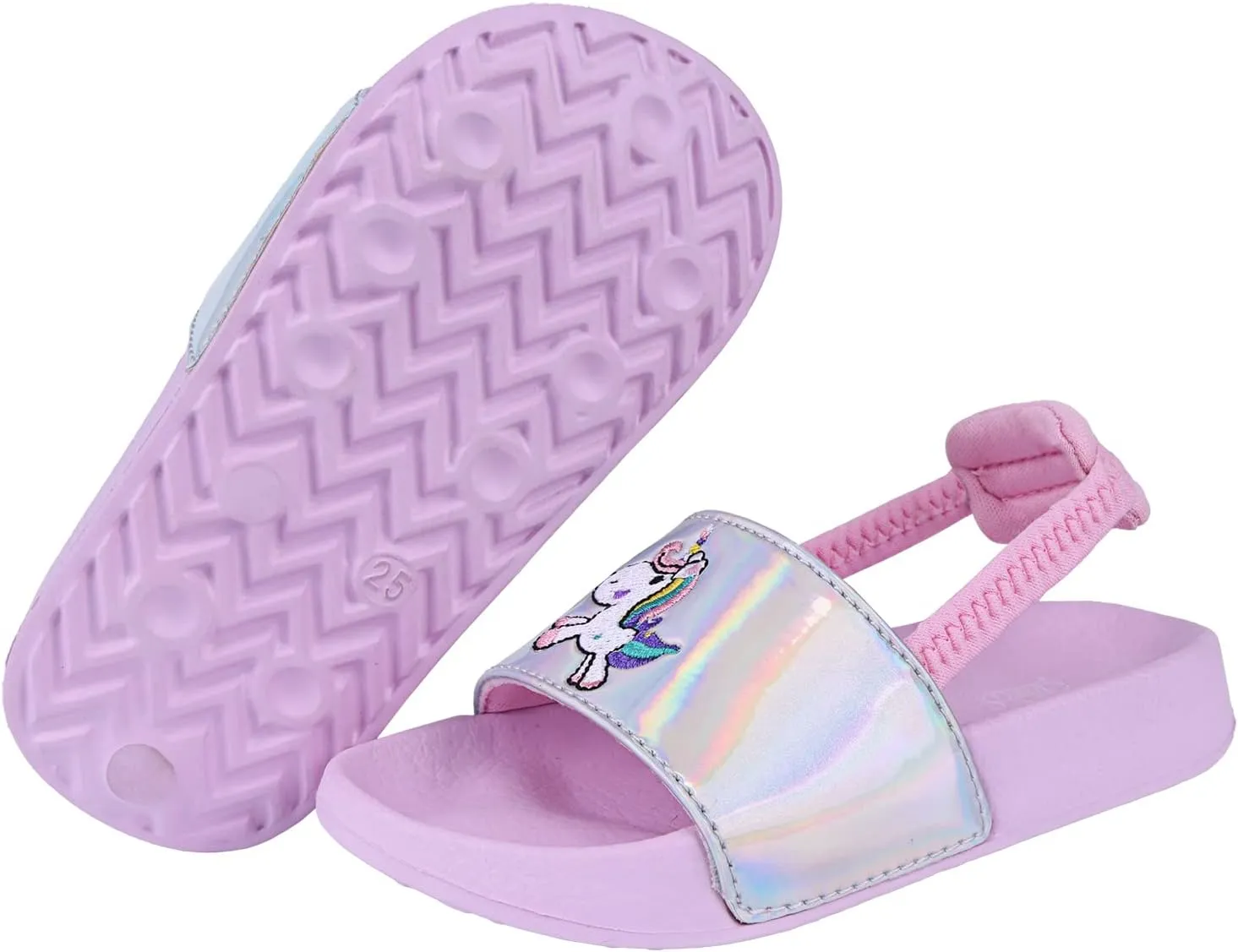 Kids Flip Flops Sandals Toddler Boys Girls Sequin Slides Shower Beach Pool Shoes Slip on Summer Slippers with Back Strap