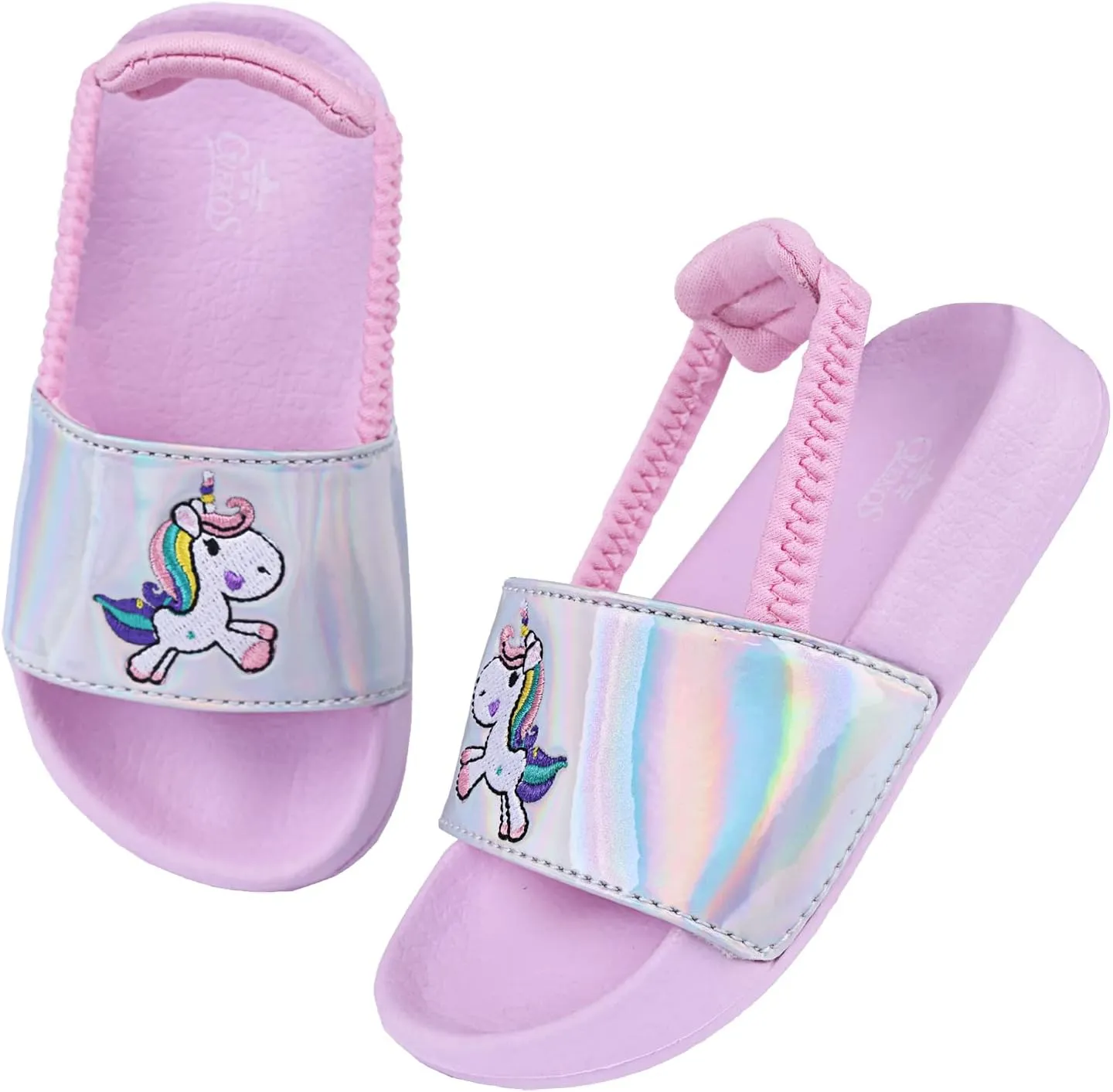 Kids Flip Flops Sandals Toddler Boys Girls Sequin Slides Shower Beach Pool Shoes Slip on Summer Slippers with Back Strap