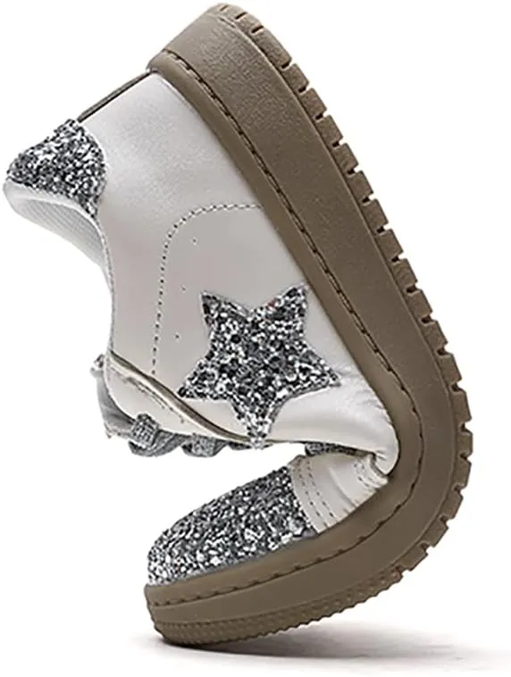 Kids Glitter Star Lightweight Sneakers Slip On Loafers Outdoor Casual Running Sports Shoes for Girls Boys