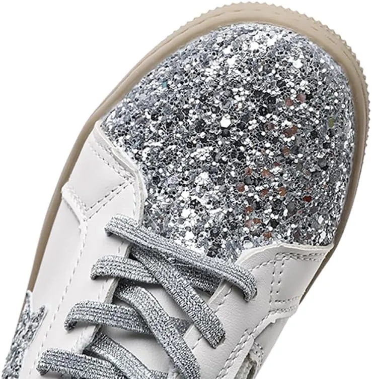 Kids Glitter Star Lightweight Sneakers Slip On Loafers Outdoor Casual Running Sports Shoes for Girls Boys