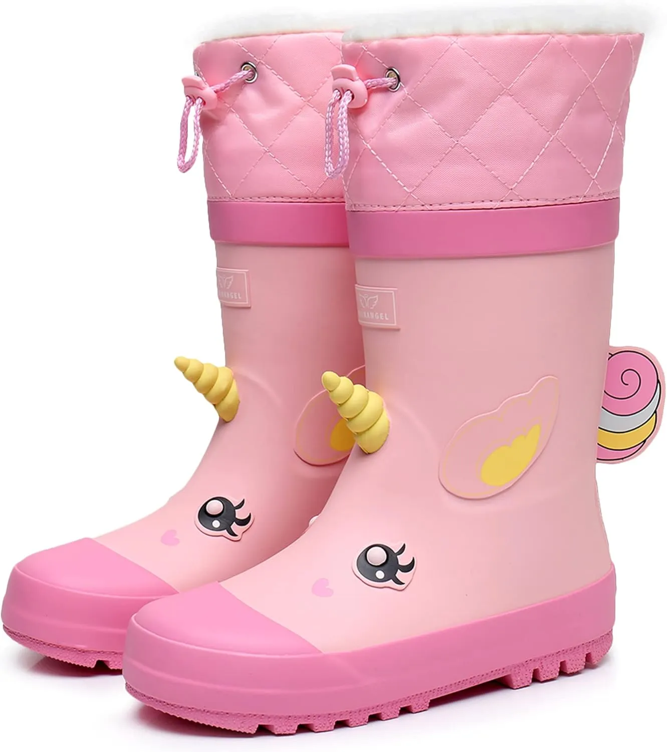 Kids Rain Boots for Girls and Boys with Fur Lining, Waterproof Warm Winter Rubber Rain and Snow Boots-with Fun Printed & Colors for Toddlers and Kids