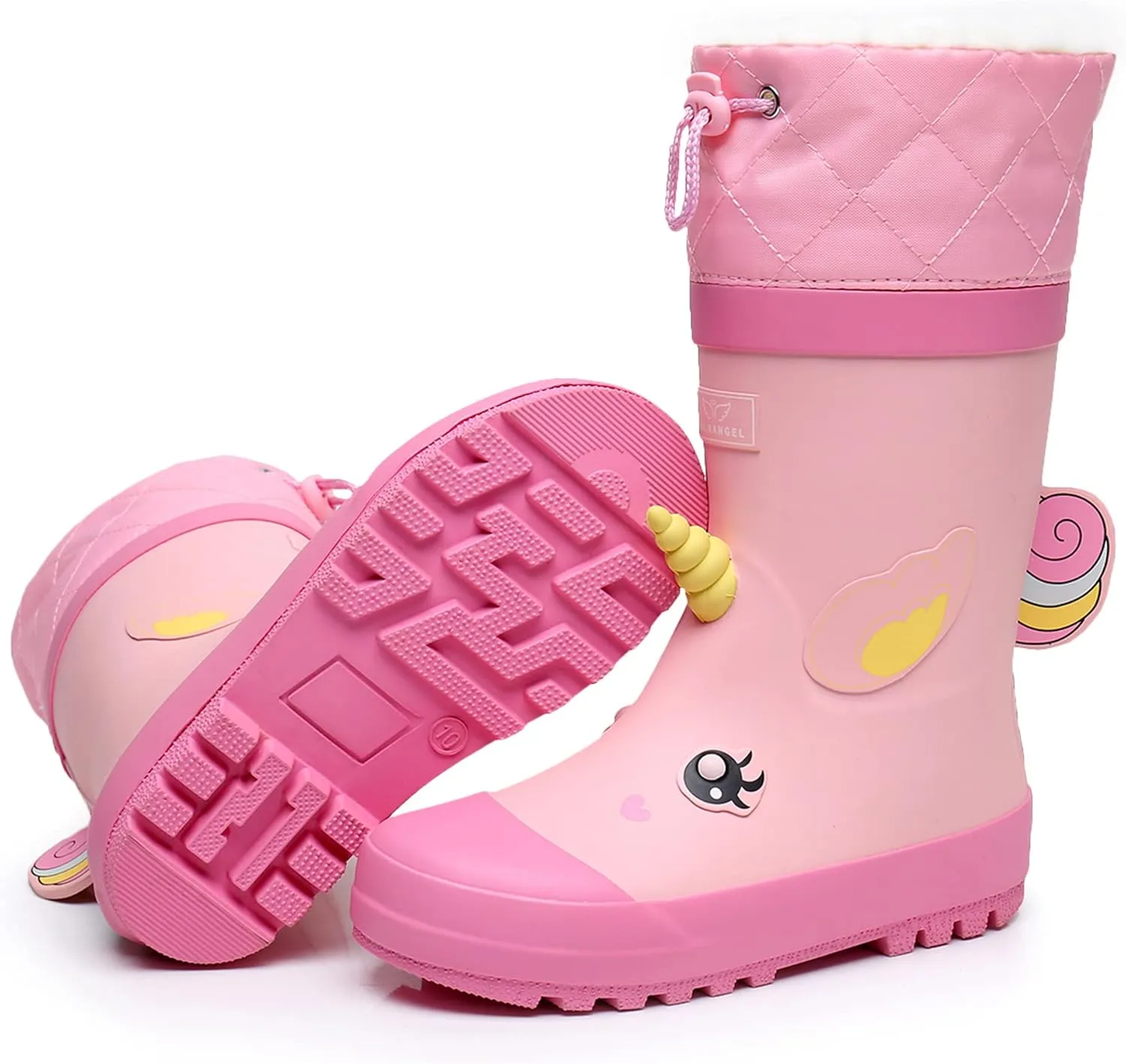 Kids Rain Boots for Girls and Boys with Fur Lining, Waterproof Warm Winter Rubber Rain and Snow Boots-with Fun Printed & Colors for Toddlers and Kids