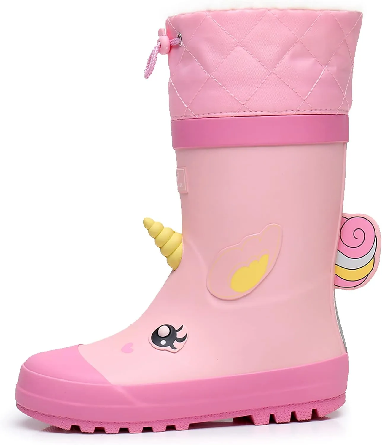 Kids Rain Boots for Girls and Boys with Fur Lining, Waterproof Warm Winter Rubber Rain and Snow Boots-with Fun Printed & Colors for Toddlers and Kids