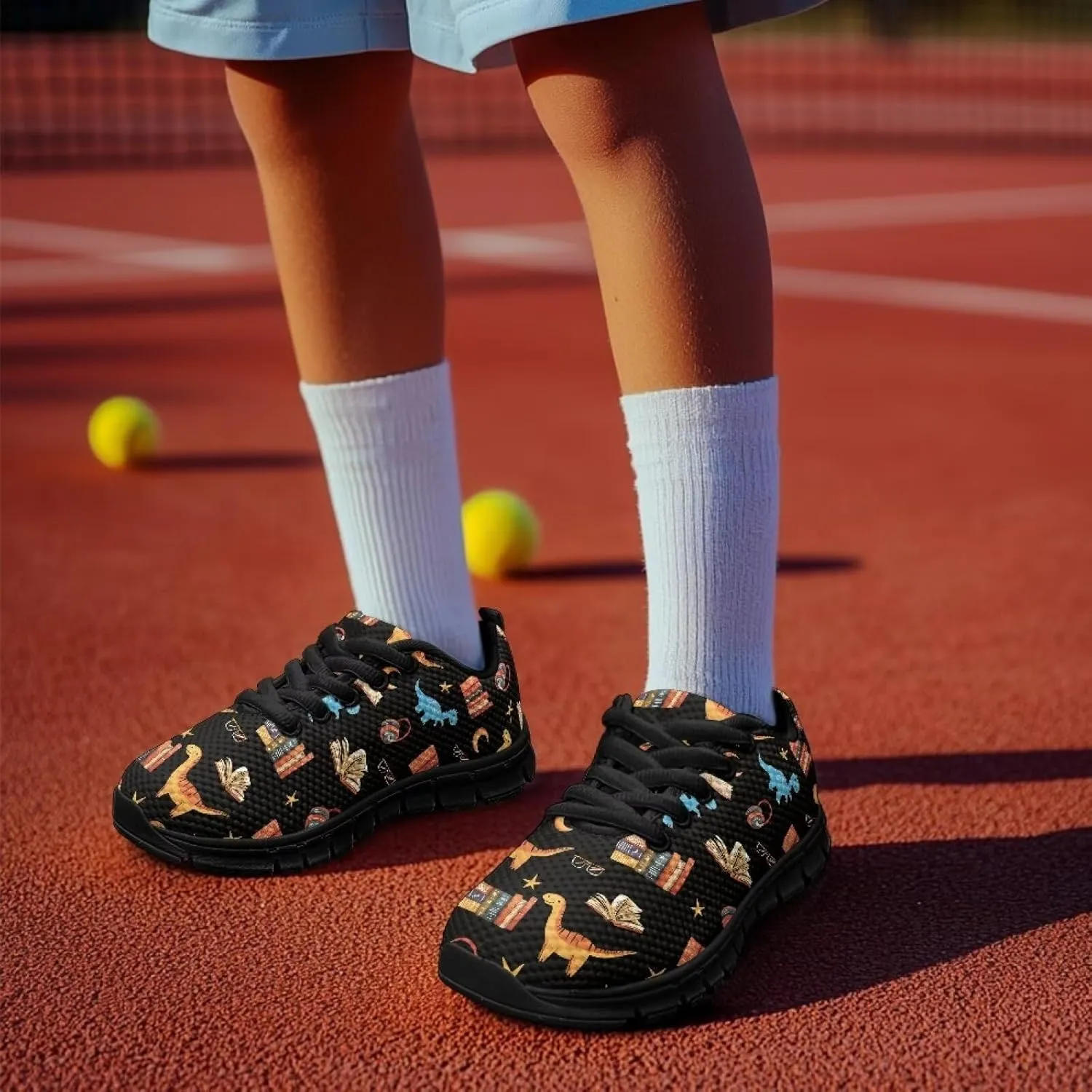 Kids Shoes for Boys Lightweight Athletic Running Shoes Toy Car Print Tennis Shoes Non Slip Breathable Mesh School Sports Sneakers