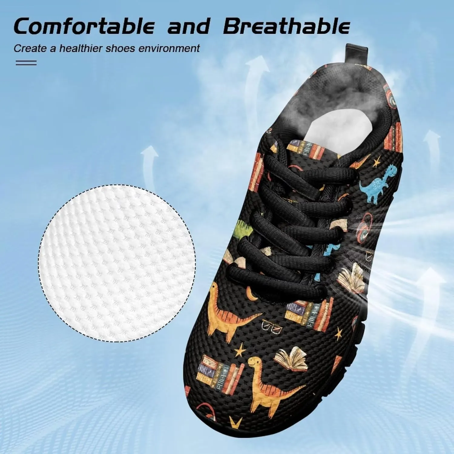 Kids Shoes for Boys Lightweight Athletic Running Shoes Toy Car Print Tennis Shoes Non Slip Breathable Mesh School Sports Sneakers