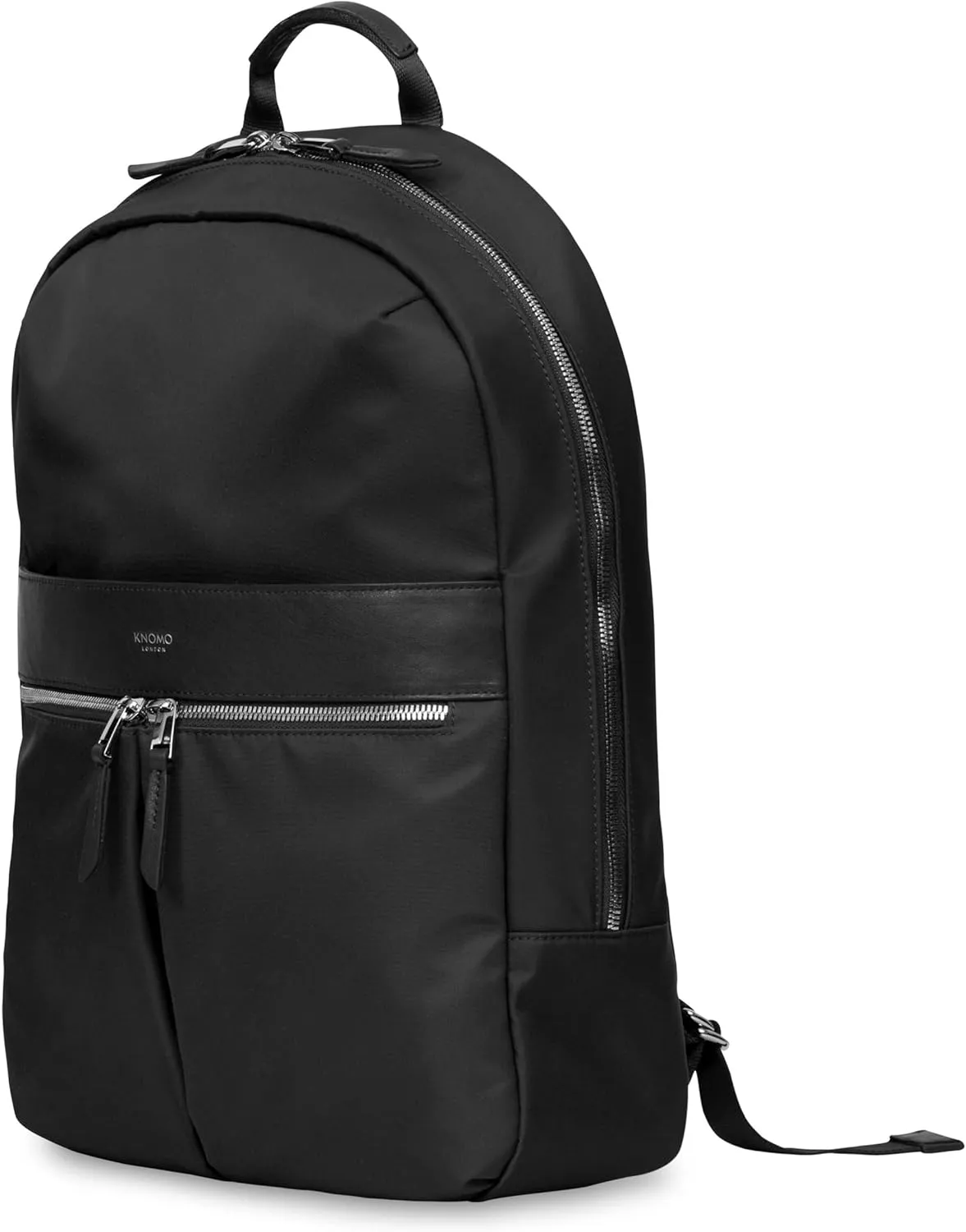 KNOMO Beauchamp Womens 14" Laptop Bag Computer Backpack for Work, College, Travel Daypack Purse, Black with Silver Zip