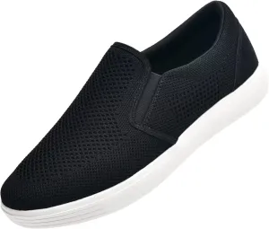 konhill Slip on Sneaker for Men- Casual Knit Boat Loafers Walking Shoes Driving Work Memory Skate Foam Shoes