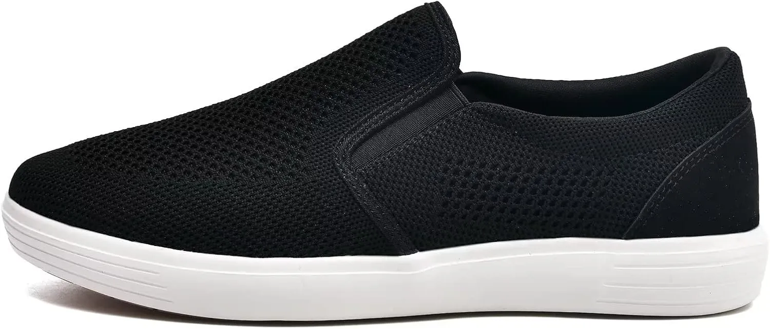 konhill Slip on Sneaker for Men- Casual Knit Boat Loafers Walking Shoes Driving Work Memory Skate Foam Shoes