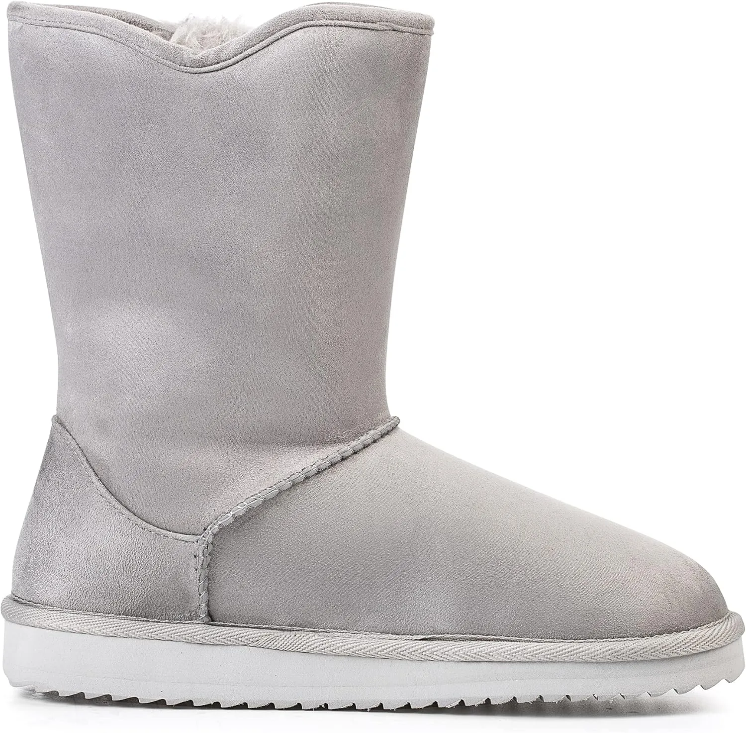 KRABOR Womens Suede Snow Boots Mid-Calf Winter Shoes with Side Bows