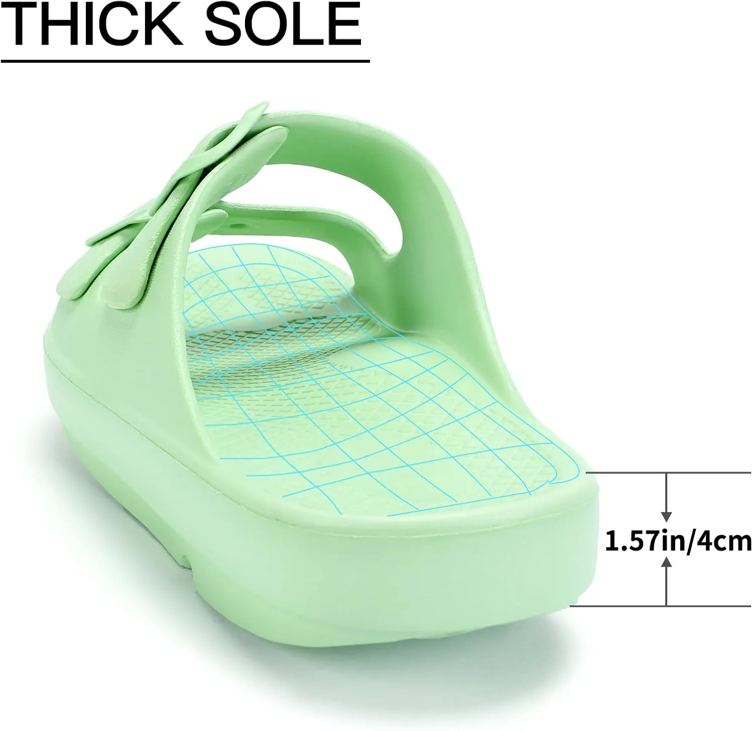 Kricely Women and Men Wide Width Recovery Sandals Plantar Fasciitis Arch Support Orthotic Slides Adjustable Double Buckle Thick Sole Slippers Reduces Stress on Feet Joints & Back Post-Exercise