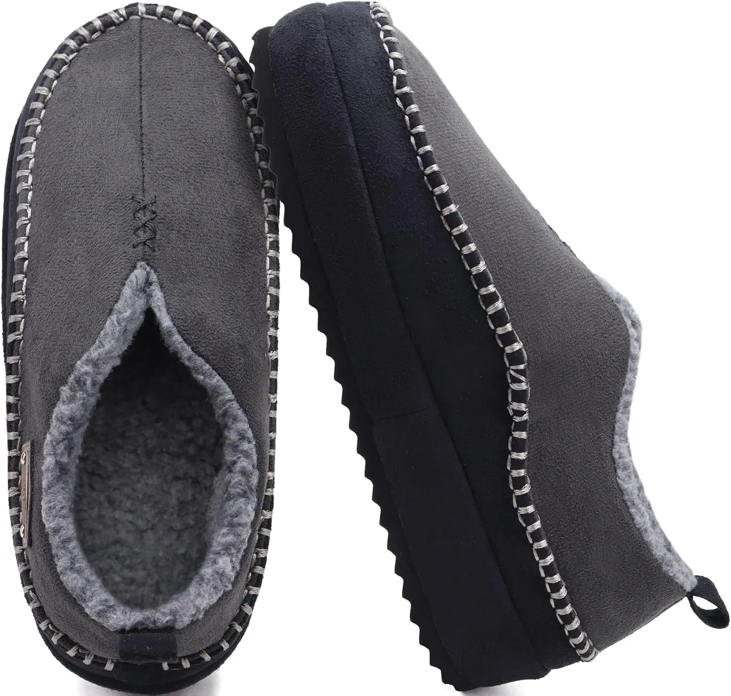 KuaiLu Men's Slippers Cozy Memory Foam House Slipper Shoes Warm Suede Winter Moccasins Slip-on Boots Slippers For Man with Fuzzy Sherpa Lining & Indoor/Outdoor Hard Rubber Sole