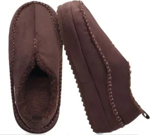 KuaiLu Men's Slippers Cozy Memory Foam House Slipper Shoes Warm Suede Winter Moccasins Slip-on Boots Slippers For Man with Fuzzy Sherpa Lining & Indoor/Outdoor Hard Rubber Sole