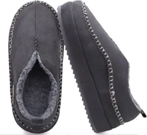 KuaiLu Men's Slippers Cozy Memory Foam House Slipper Shoes Warm Suede Winter Moccasins Slip-on Boots Slippers For Man with Fuzzy Sherpa Lining & Indoor/Outdoor Hard Rubber Sole