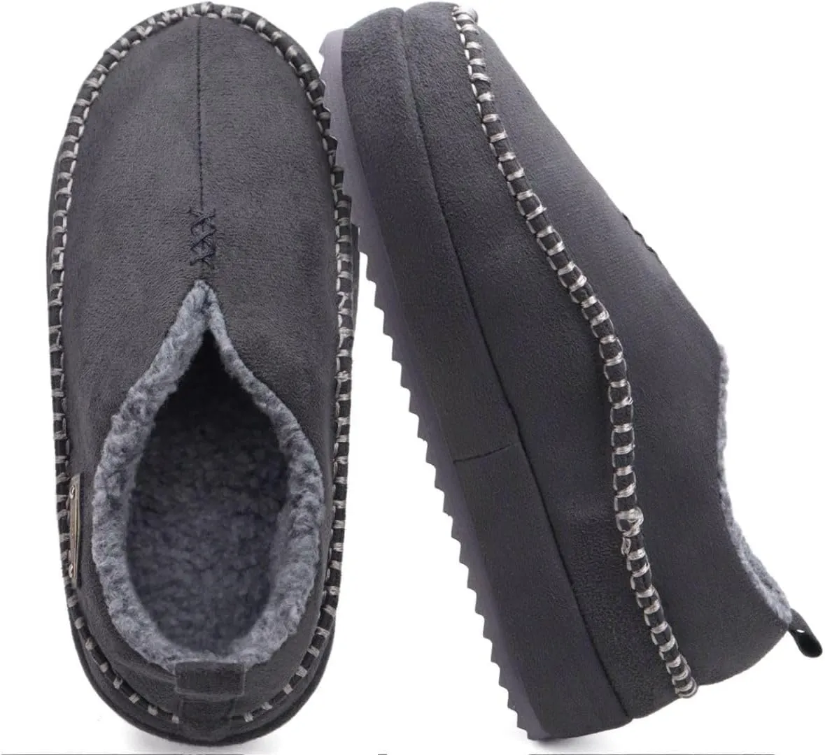 KuaiLu Men's Slippers Cozy Memory Foam House Slipper Shoes Warm Suede Winter Moccasins Slip-on Boots Slippers For Man with Fuzzy Sherpa Lining & Indoor/Outdoor Hard Rubber Sole