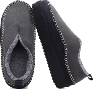 KuaiLu Men's Slippers Cozy Memory Foam House Slipper Shoes Warm Suede Winter Moccasins Slip-on Boots Slippers For Man with Fuzzy Sherpa Lining & Indoor/Outdoor Hard Rubber Sole