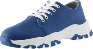 Ladies Fashion Ssolid Color Suede Lace Uup Thick Sole Comfortable Casual Sports Shoes Womens Canvas Sneaker (Blue, 6.5)