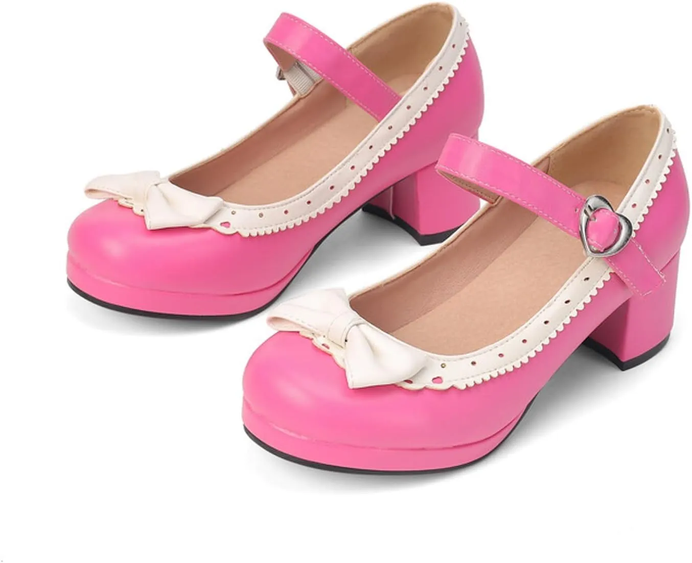 Ladies Retro Single Shoes Chunky Heel Mary Jane Shoes Bowknot College Style Large Size Square Wide Width Womens Sandals