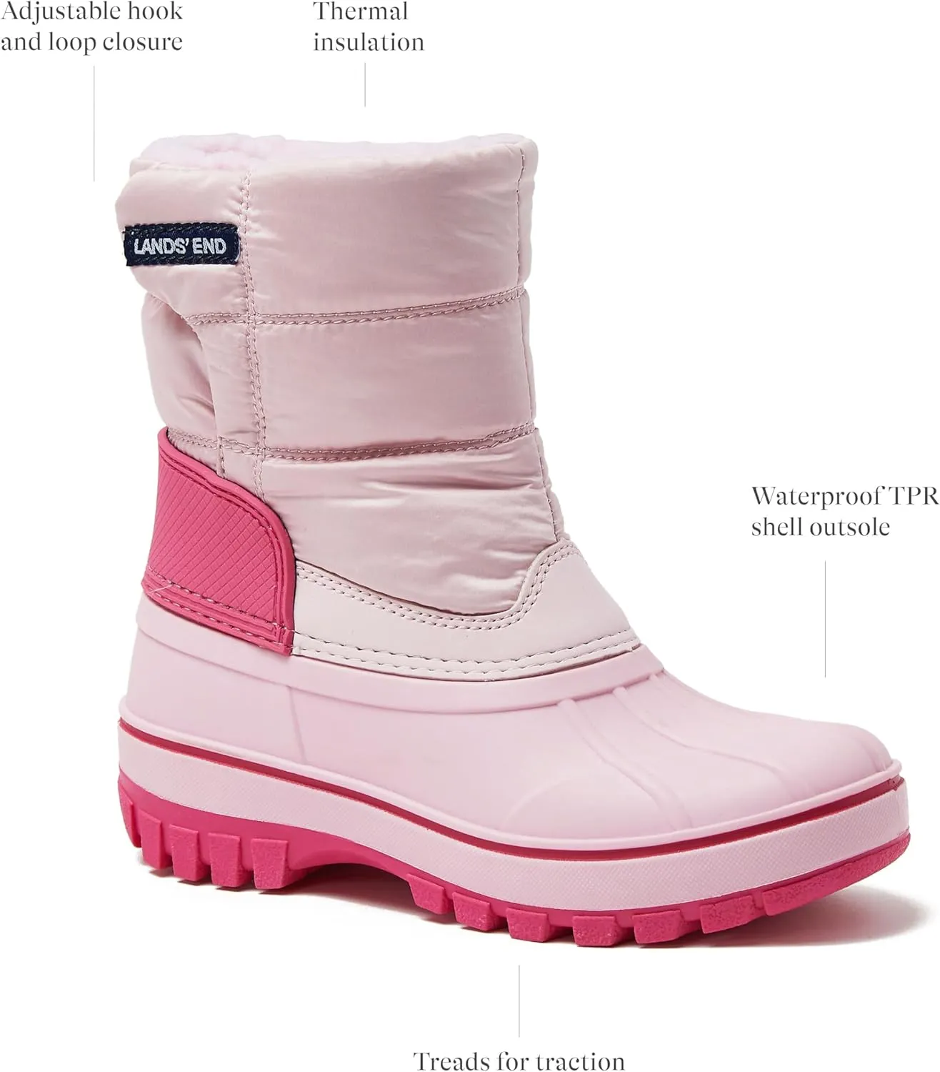 Lands' End Flurry Max Waterproof Kids Snow Boots - Insulated Warm Fleece Lined Winter Boots for Toddlers, Girls & Boys Size 10 to 7