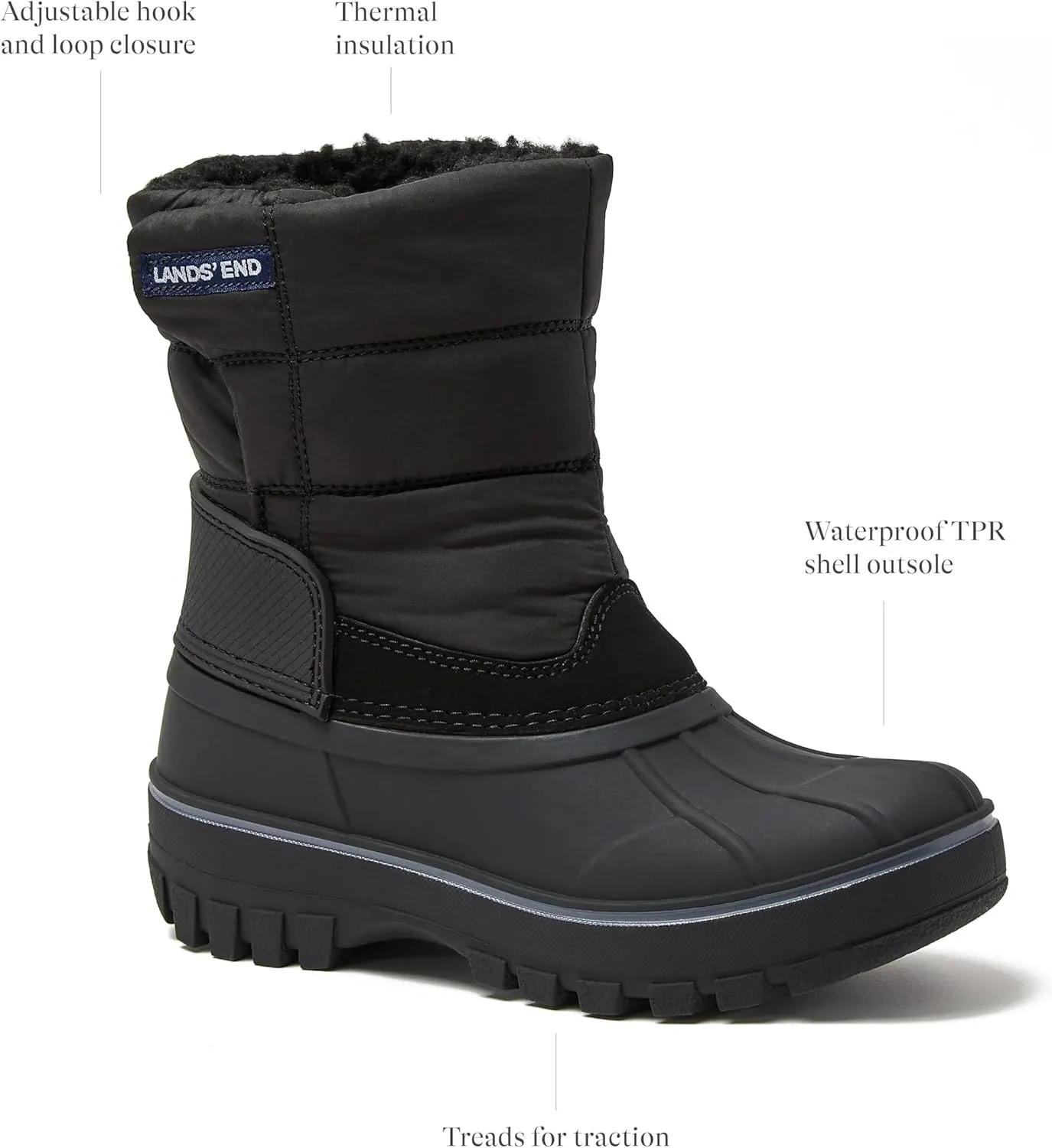 Lands' End Flurry Max Waterproof Kids Snow Boots - Insulated Warm Fleece Lined Winter Boots for Toddlers, Girls & Boys Size 10 to 7