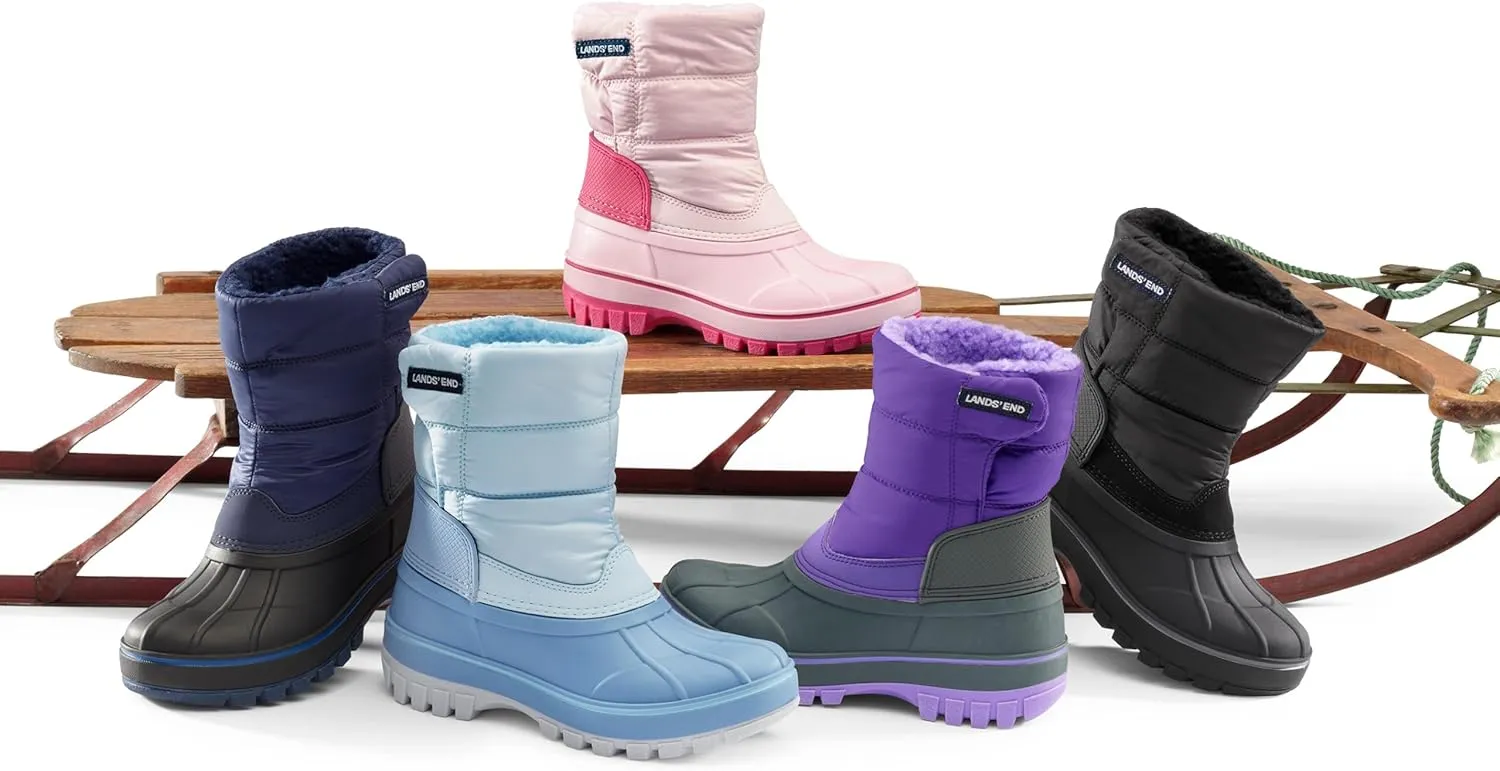 Lands' End Flurry Max Waterproof Kids Snow Boots - Insulated Warm Fleece Lined Winter Boots for Toddlers, Girls & Boys Size 10 to 7