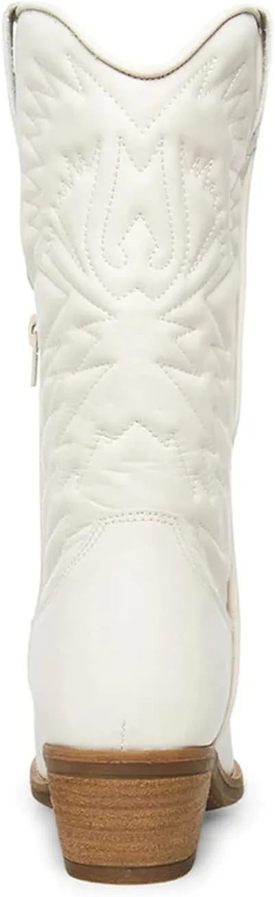 Lausiuoe Cowboy Boots For Women Mid Calf Cowgirl Western Boots Sunflower Embroidered Fashion Retro Classic Chunky Boots