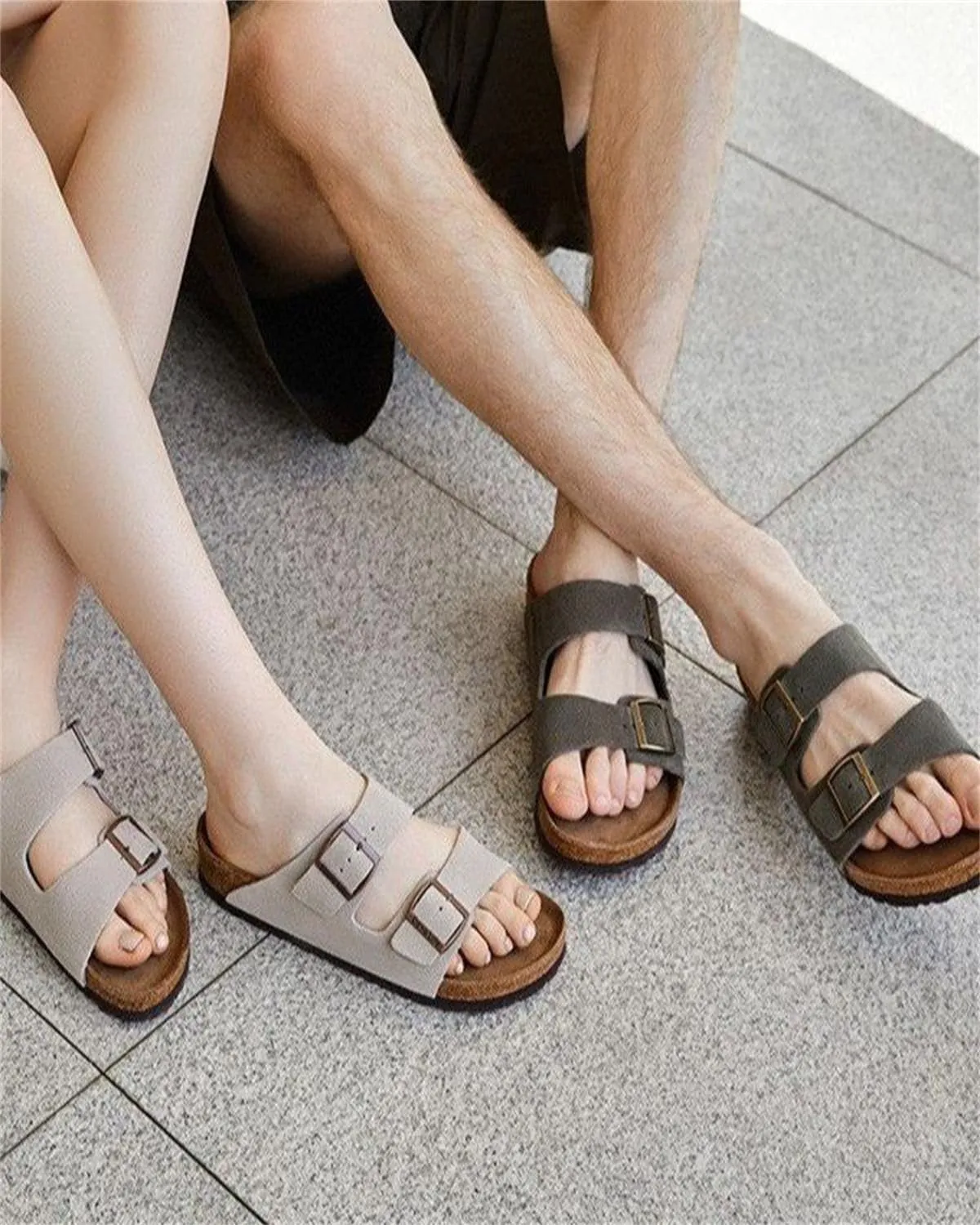 Leather Sandals for Women - Suede Buckle Summer Slides, Comfortable Beach Vacation Sandals, Flat Cushionaire Clogs & Slip on for Women