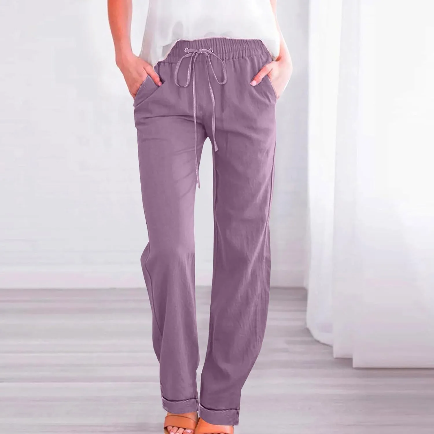 Linen Clothing for Women Linen Clothing Linen Loose Casual Drawstring Wide Leg Linen Trousers Women Linen Outfit Women
