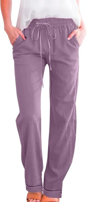 Linen Clothing for Women Linen Clothing Linen Loose Casual Drawstring Wide Leg Linen Trousers Women Linen Outfit Women