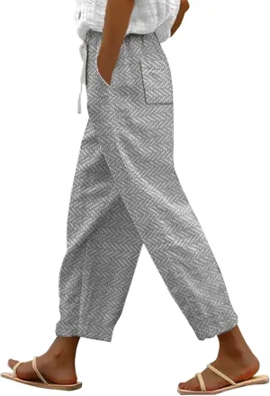 Linen Pants Women Wide Leg Summer Linen Linen Outfit (Grey, XL)