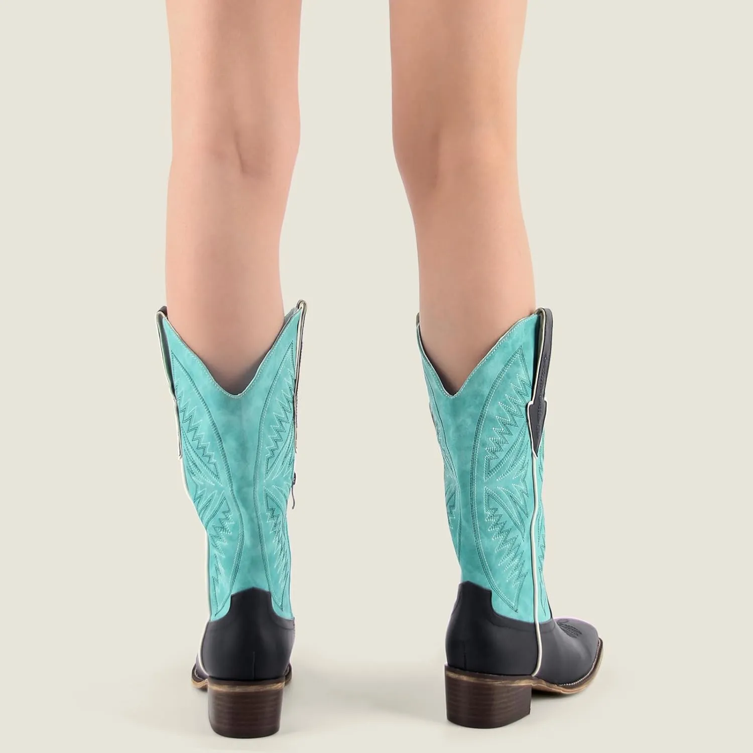 LISHAN Women's Square Toe Western Cowgirl Cowboy Boots