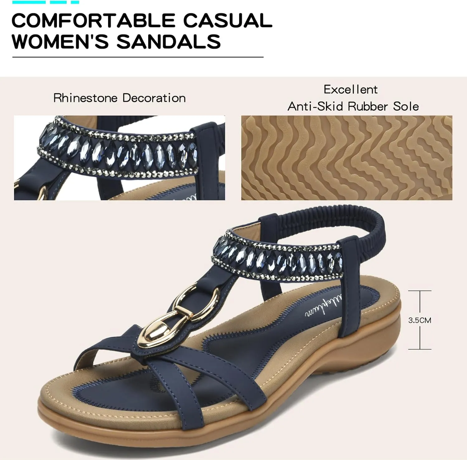 Littleplum Womens Sandals Comfort Arch Support Sandals Summer Walking Shoes Casual Ankle Elastic Flip Flops Sandals