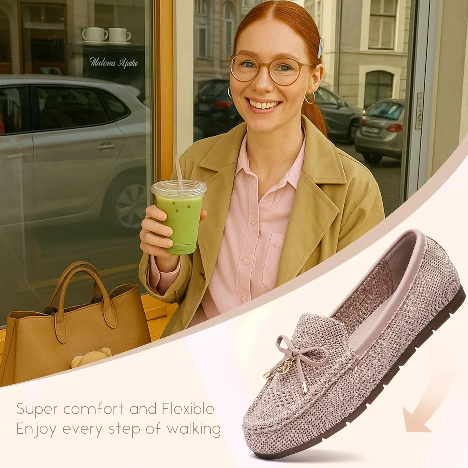 Loafers for Women Comfortable Knit Slip-On Shoes-Breathable Lightweight Driving Walking Mesh Flats for Work Office Comfort