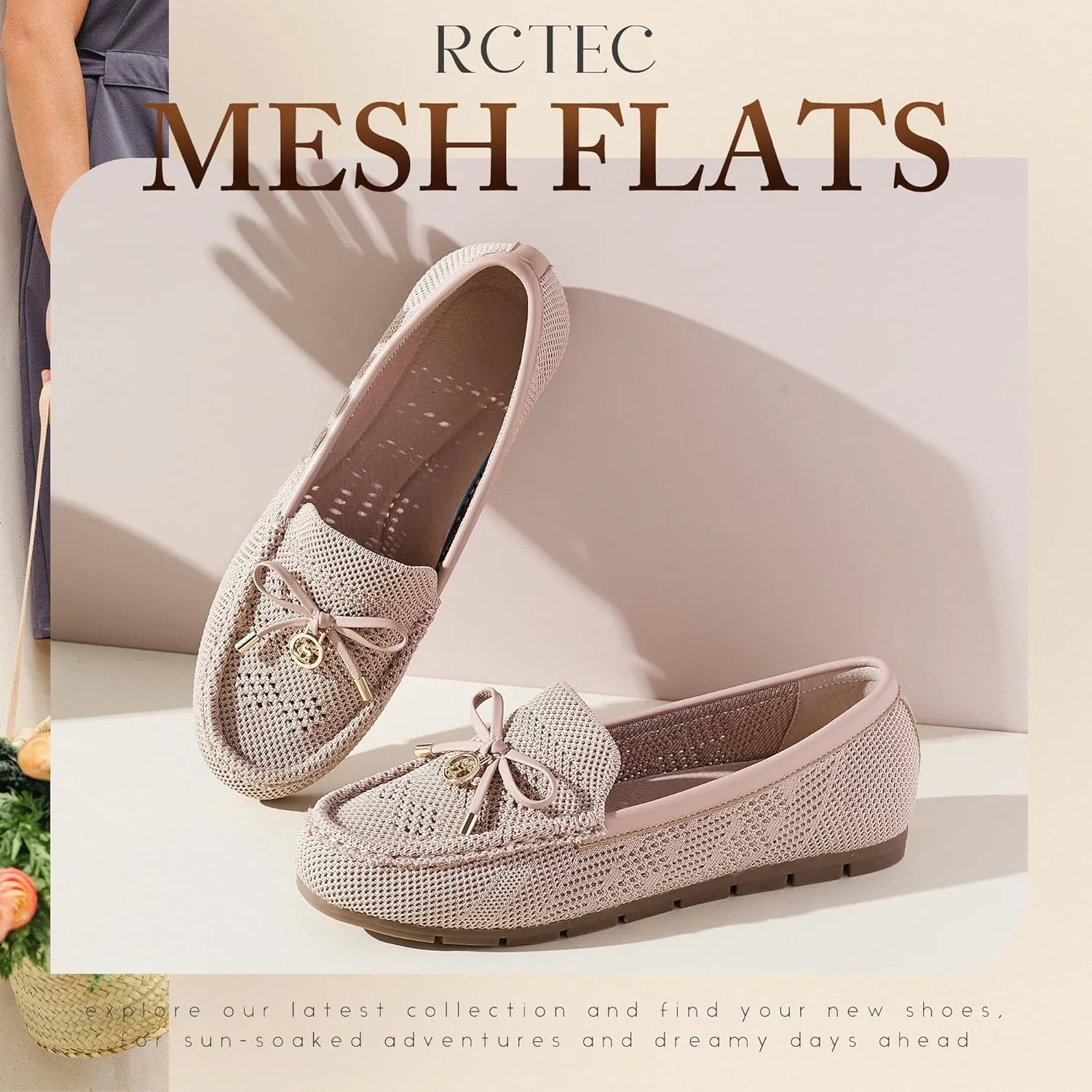 Loafers for Women Comfortable Knit Slip-On Shoes-Breathable Lightweight Driving Walking Mesh Flats for Work Office Comfort