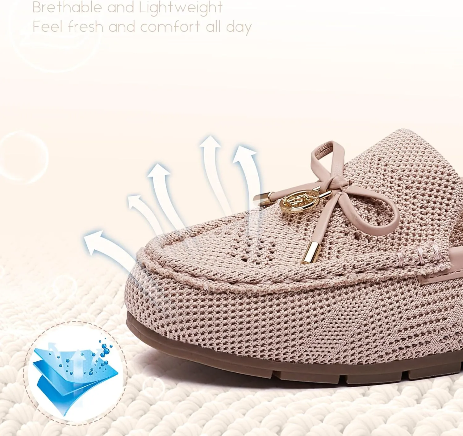 Loafers for Women Comfortable Knit Slip-On Shoes-Breathable Lightweight Driving Walking Mesh Flats for Work Office Comfort
