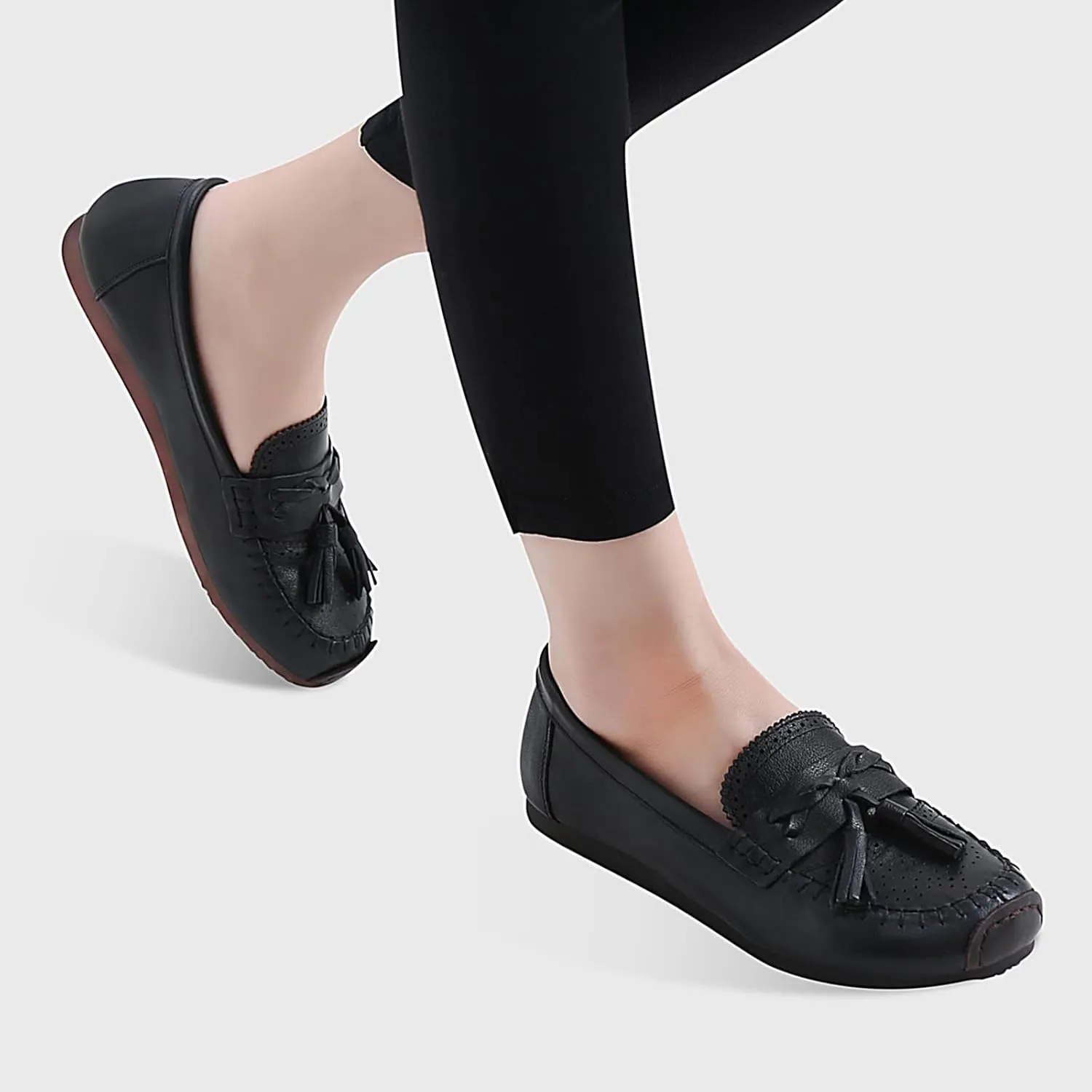Loafers for Women Slip-Ons Genuine Leather Platfor Penny Loafers Shoes Rubber Sole No Slip