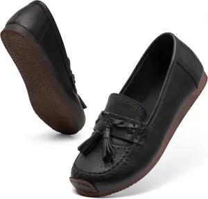 Loafers for Women Slip-Ons Genuine Leather Platfor Penny Loafers Shoes Rubber Sole No Slip