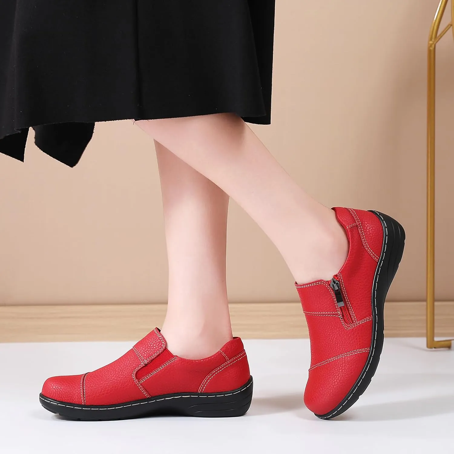 Loafers for Women Women's Loafers & Slip-Ons Zipper Walking Flats Casual Shoes Orthopedic Shoes Comfortable Dress Shoes Office Work Shoes
