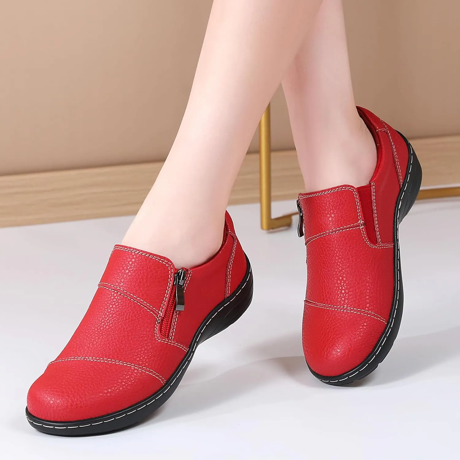 Loafers for Women Women's Loafers & Slip-Ons Zipper Walking Flats Casual Shoes Orthopedic Shoes Comfortable Dress Shoes Office Work Shoes