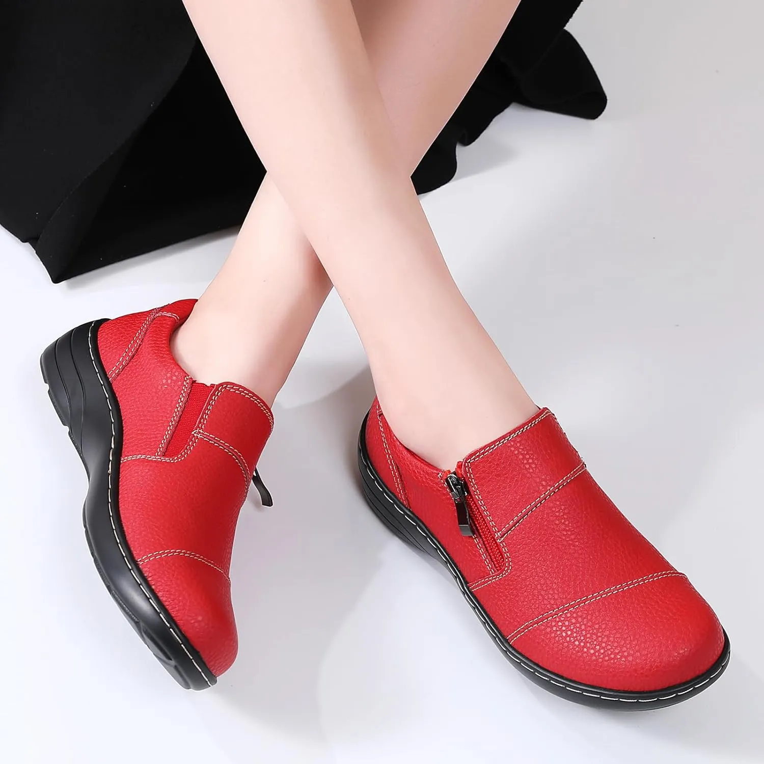 Loafers for Women Women's Loafers & Slip-Ons Zipper Walking Flats Casual Shoes Orthopedic Shoes Comfortable Dress Shoes Office Work Shoes