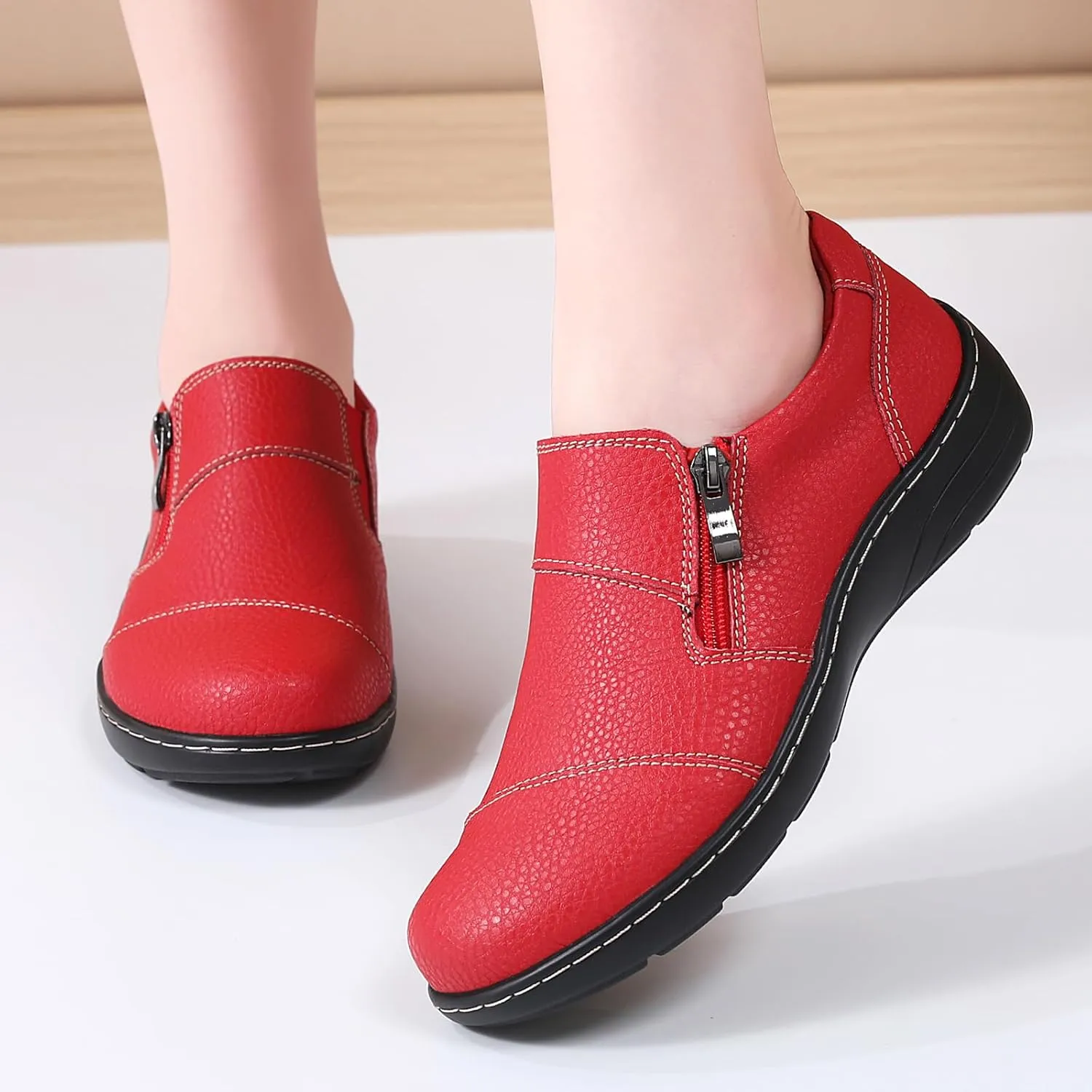 Loafers for Women Women's Loafers & Slip-Ons Zipper Walking Flats Casual Shoes Orthopedic Shoes Comfortable Dress Shoes Office Work Shoes
