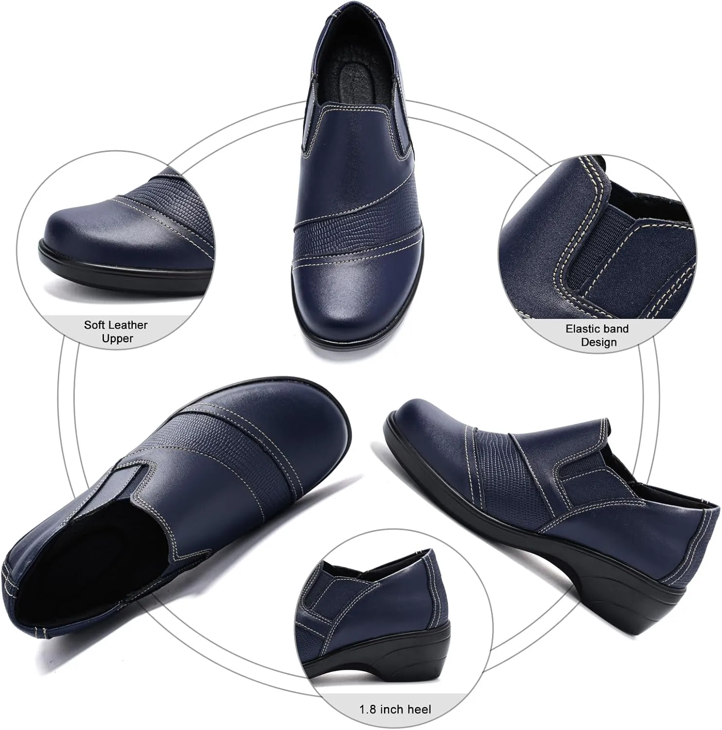 Loafers for Womens Comfort Leather Slip On Dress Shoes for Office Business