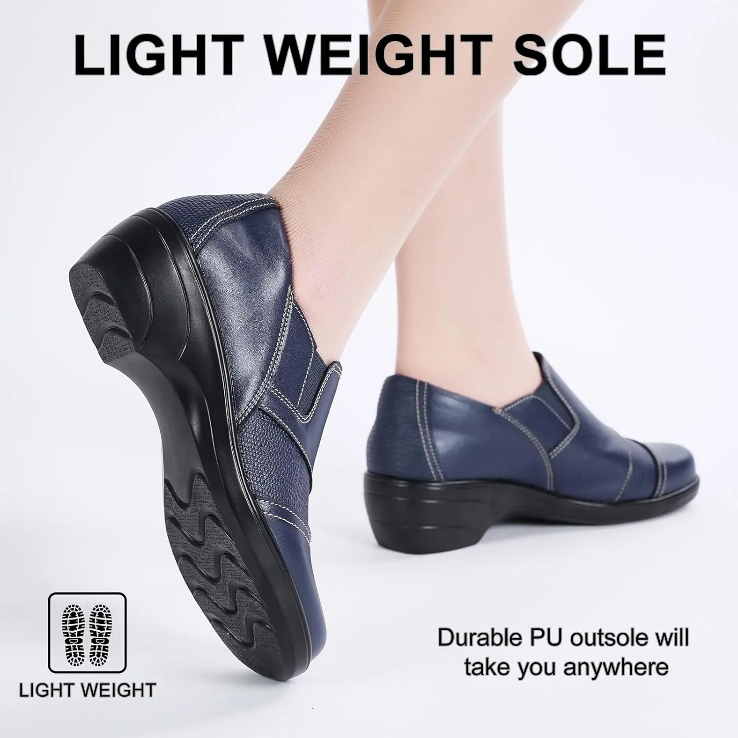 Loafers for Womens Comfort Leather Slip On Dress Shoes for Office Business