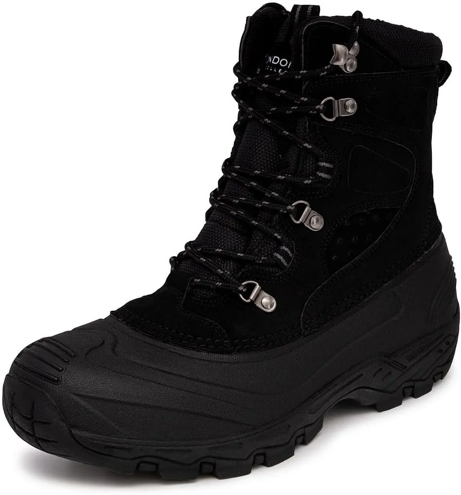 LONDON FOG Breckenridge Waterproof Mens Winter Boots - Leather Insulated Mens Snow Boots - Grey, Black or Brown - Men Medium or Extra Wide Widths Size 7 to 15