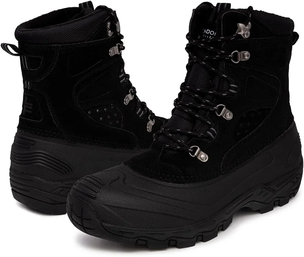 LONDON FOG Breckenridge Waterproof Mens Winter Boots - Leather Insulated Mens Snow Boots - Grey, Black or Brown - Men Medium or Extra Wide Widths Size 7 to 15