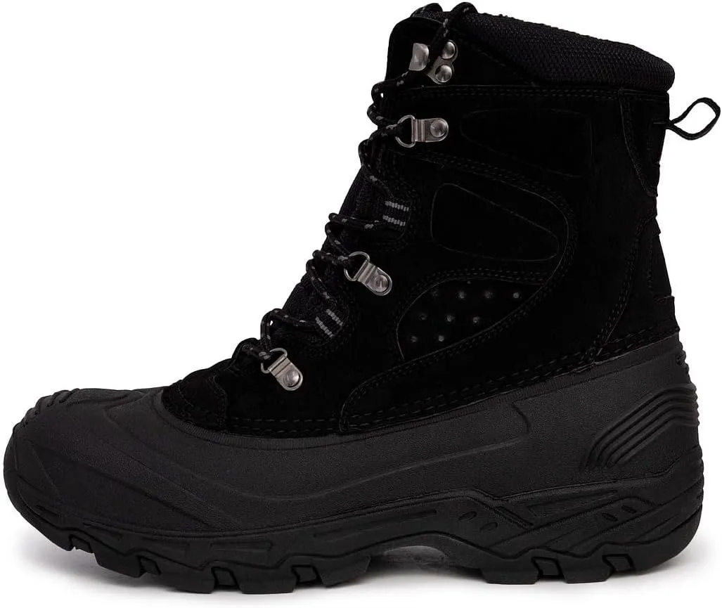 LONDON FOG Breckenridge Waterproof Mens Winter Boots - Leather Insulated Mens Snow Boots - Grey, Black or Brown - Men Medium or Extra Wide Widths Size 7 to 15