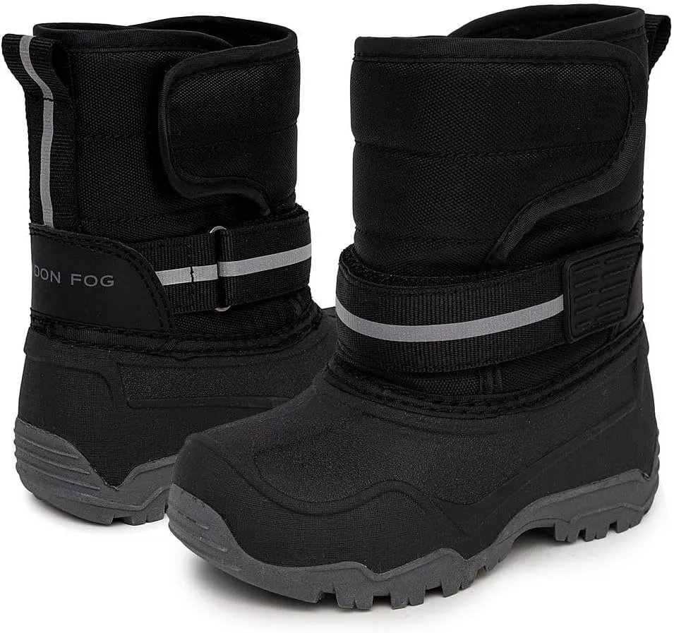 LONDON FOG Dex Boys and Girls Snow Boots - Insulated Waterproof Winter Kids Snow Boots - Size Toddler, Little Kid and Big Kid, Black, Navy and Pink Winter Boots for Boys and Girls