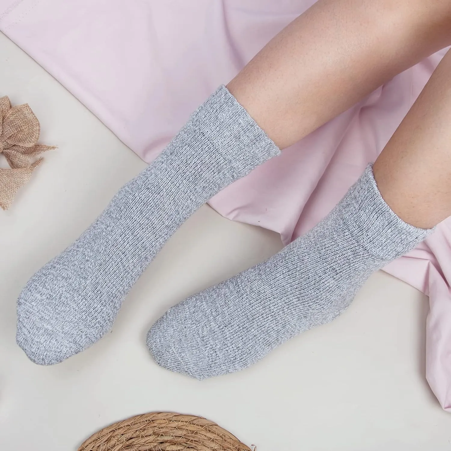 Loritta Wool Socks for Women Warm Winter Socks Thick Knit Soft Cabin Cozy Crew Boot Sock Gifts