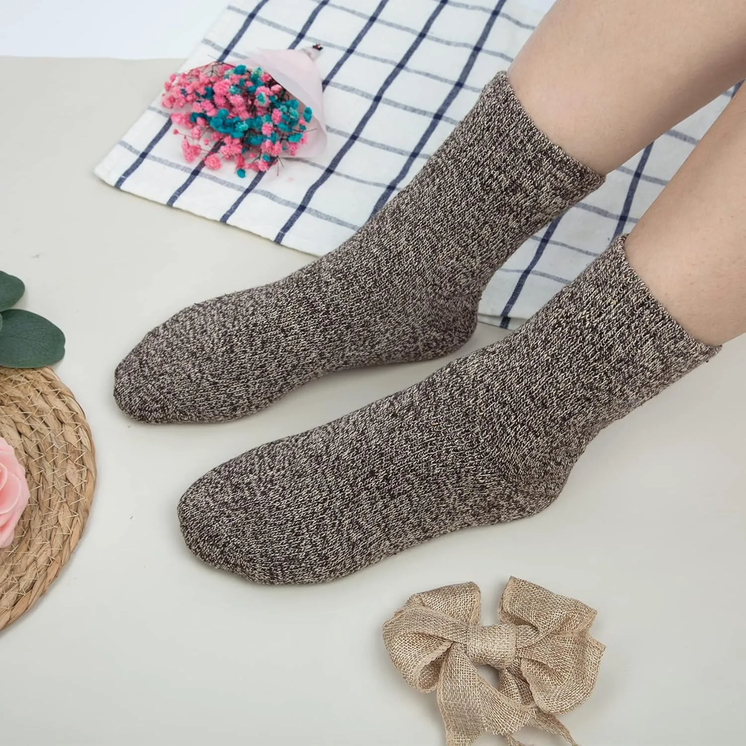Loritta Wool Socks for Women Warm Winter Socks Thick Knit Soft Cabin Cozy Crew Boot Sock Gifts
