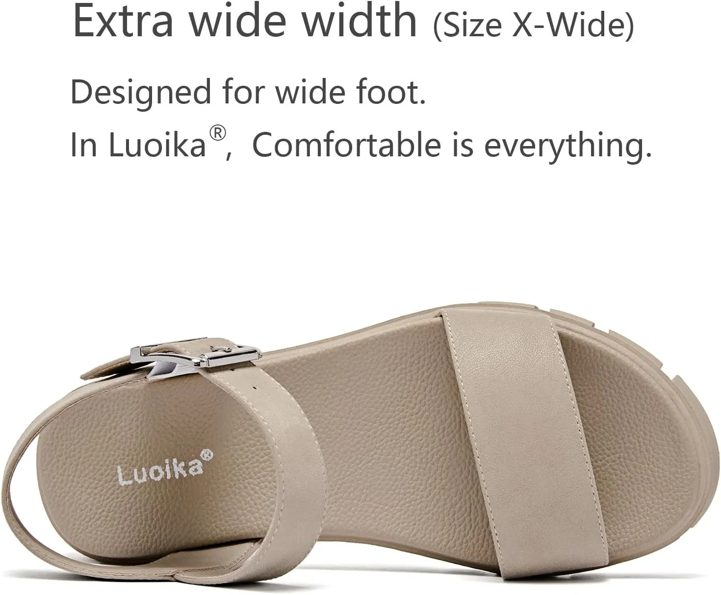 Luoika Women's Wide Width Pump Heel Sandals, Fashion Plateform Block Heel Open Toe Sandal with Adjustable Ankle Strap Women's Casual Summer Shoes.